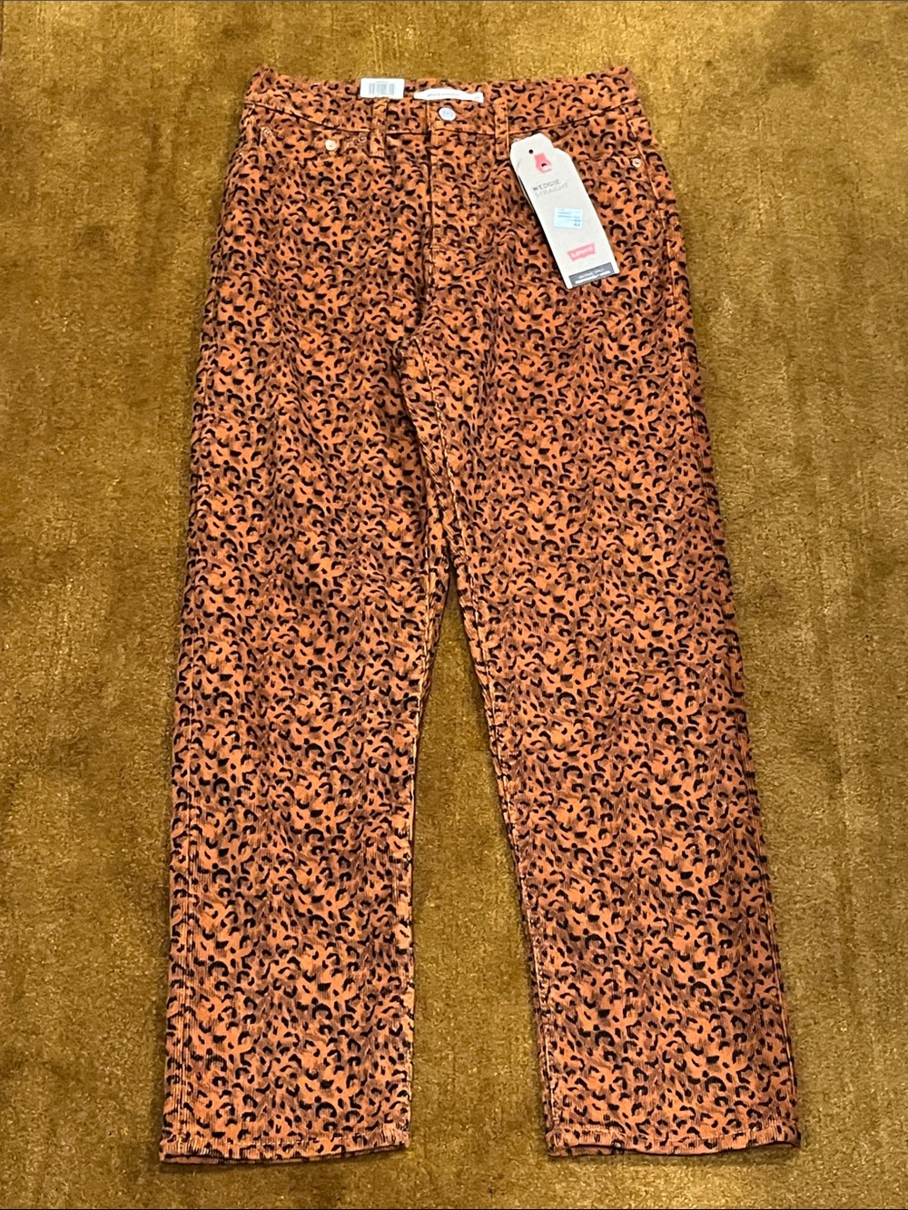Levi's Orange Leopard Print Wedgie Straight Leg Jeans